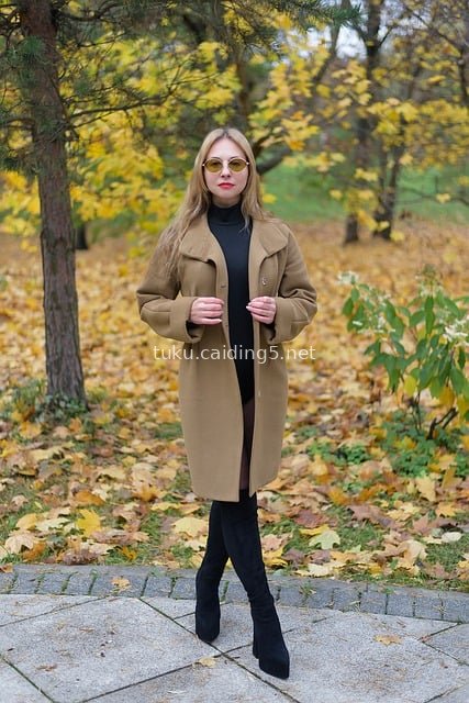 Autumn Park Fashion Outfit: Camel Coat with Over-the-Knee Boots Look