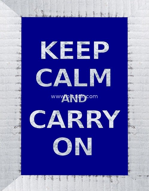 Keep Calm And Carry On Blue Inspirational Poster & Wall Decorative Art