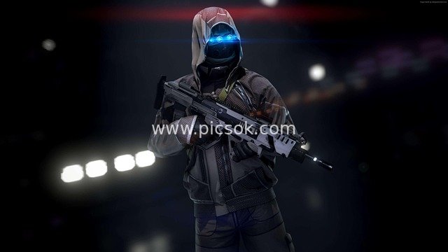 科幻游戏角色持枪战斗 未来战士形象