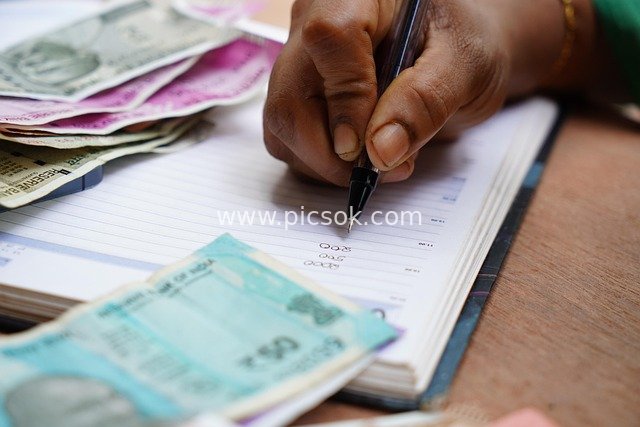 Business Accounting & Financial Scene Featuring Indian Rupees