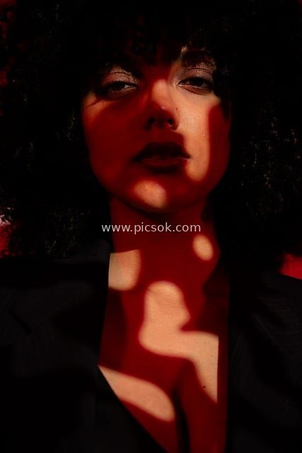 Artistic Light and Shadow Female Portrait | Black-Red Mysterious Style Portrait Photography