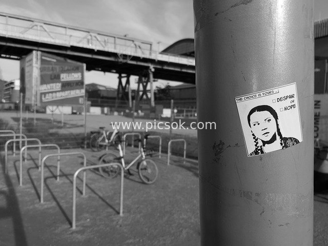 柏林自行车场 格蕾塔贴纸的气候行动街头艺术