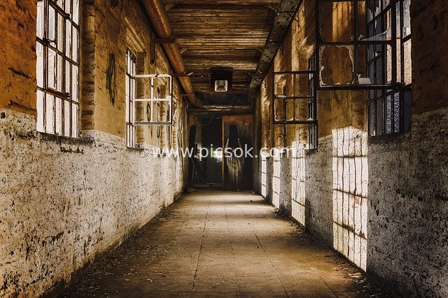 Gloomy Abandoned Corridor – Horrific Old Building Scene Material