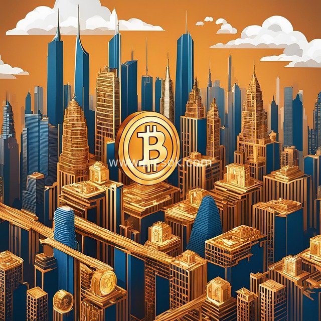 Bitcoin Future Financial City Illustration Material