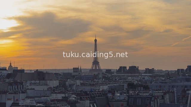 Panoramic View of Paris Rooftops with Eiffel Tower at Sunset