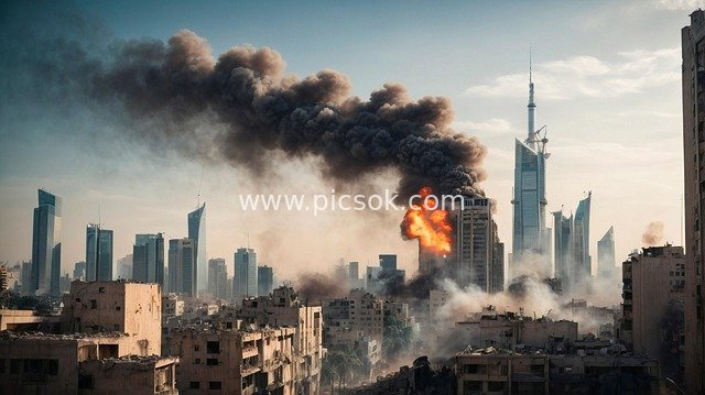 Urban Explosion and Fire: Building Destruction Amid War and Disaster