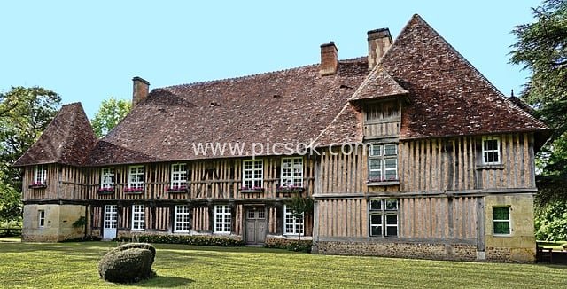 French Rural Manor: Vintage Wooden & Stone-Brick Residence