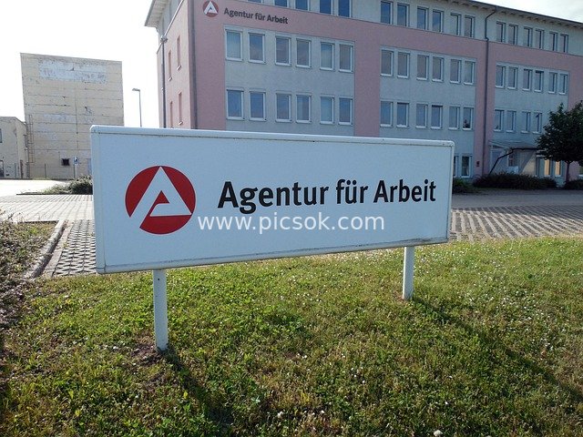 German Employment Agency Signage, Job Search Scene Material