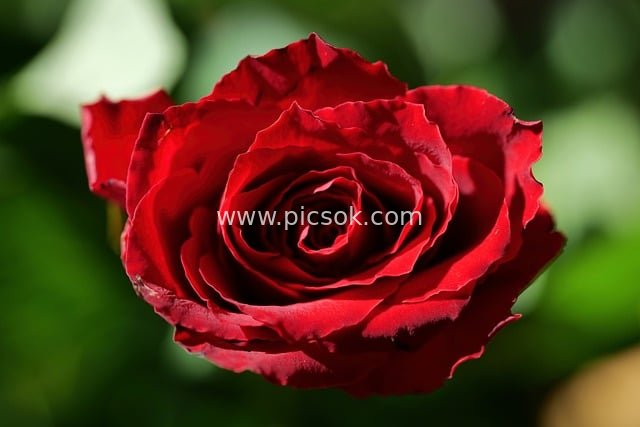 Close-Up of a Blooming Red Rose in a Romantic Love Garden