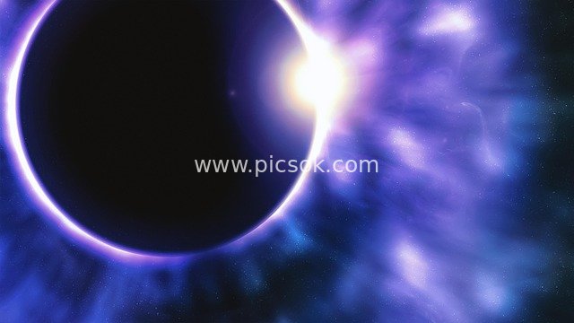 Stunning Total Solar Eclipse in the Universe with Purple Nebula Starry Background
