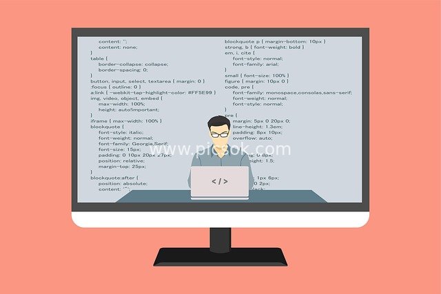 Programmer Coding Work Scene: Code Display on Computer Screen