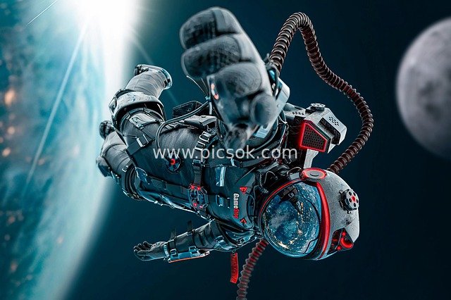 AI-Generated Fantasy Scene of Astronaut Floating Weightlessly in Space