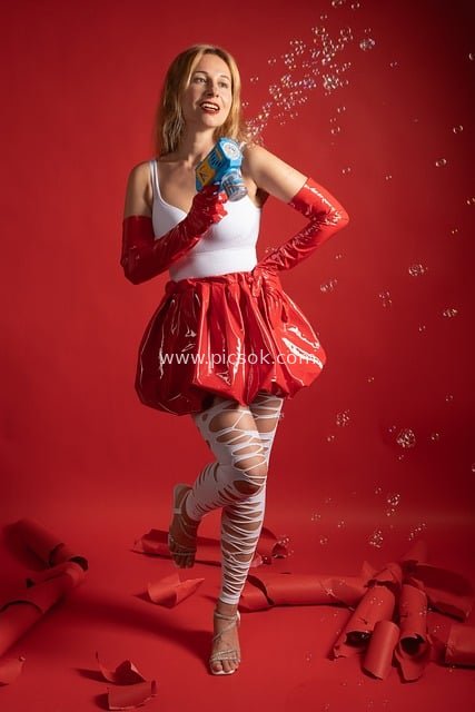 愚人节泡泡枪俏皮女孩时尚写真素材