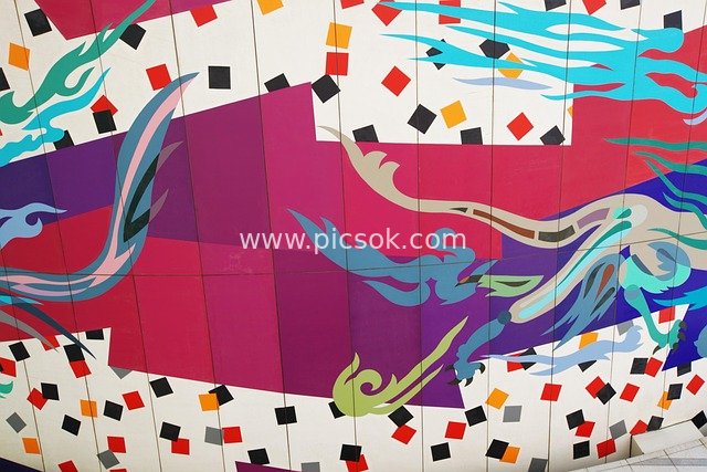 韩国传统风格抽象装饰画 色彩斑斓几何图案