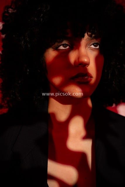 Red Light & Shadow Female Art Portrait - Fashion Portrait Photography