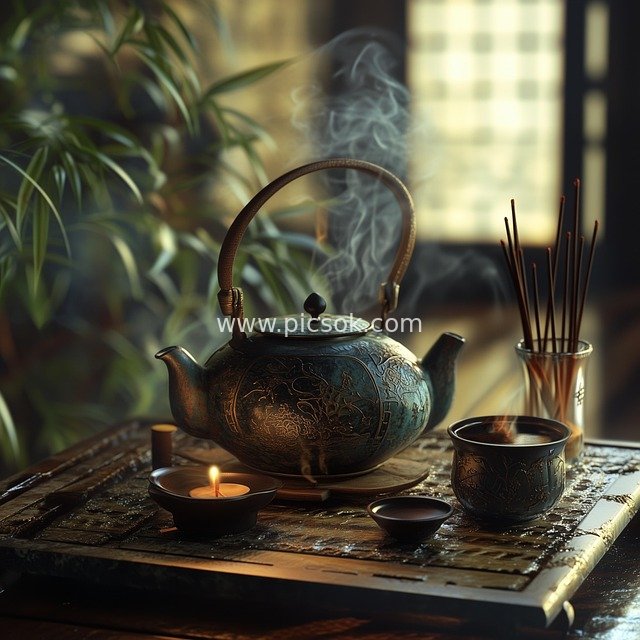 日式传统茶道 古雅茶器与禅意宁静氛围