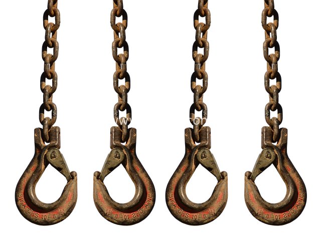 Rusty Lifting Hooks and Chains - Industrial Hoisting Equipment Material