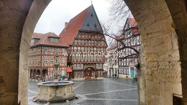 德国希尔德斯海姆历史广场木构建筑景观