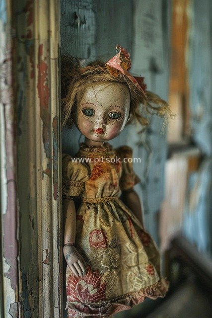 Creepy Retro Doll in an Abandoned Old House: Intense Horror Atmosphere