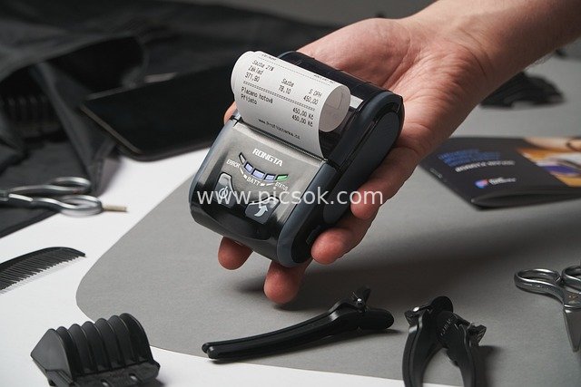 Hair Salon Payment Bill Scene with Handheld Printer