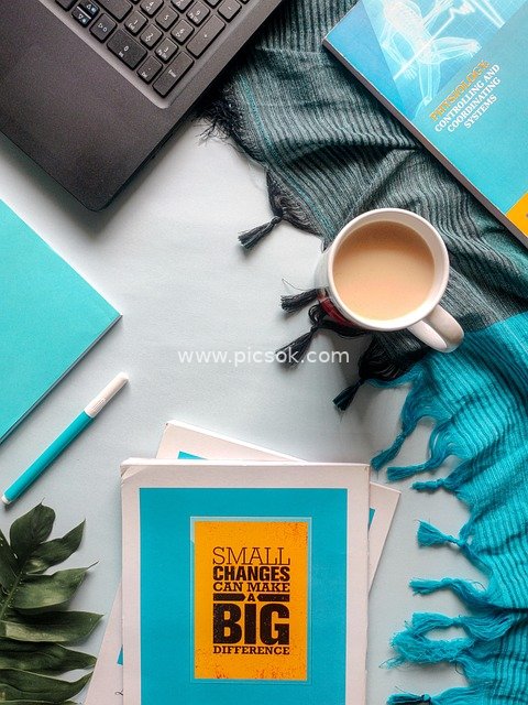 Fresh Minimalist Office & Study Desktop Flatlay | Literary Work Scene