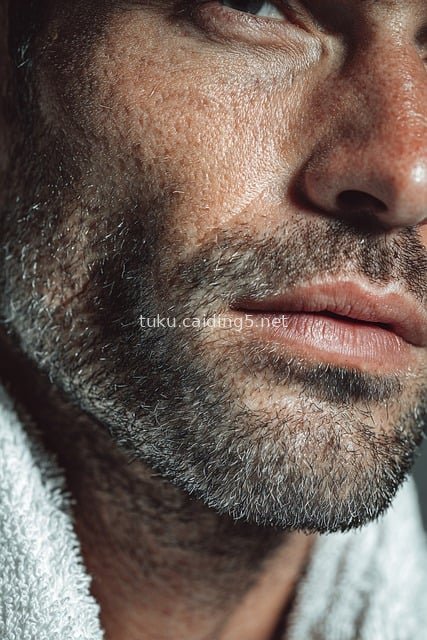 成熟男性胡须特写 SPA放松肖像 肌肤质感