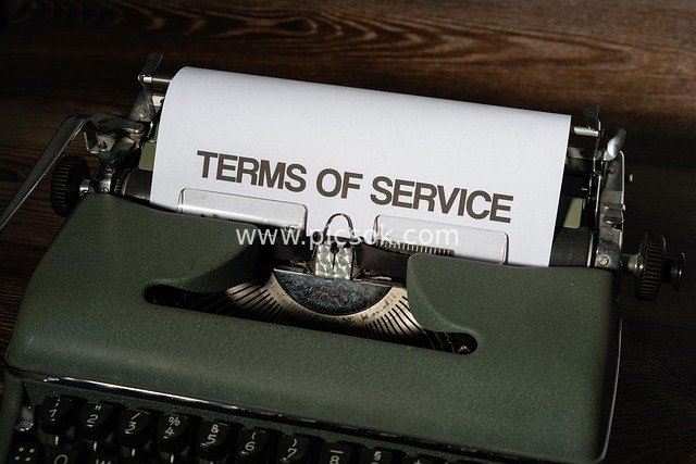 Vintage Typewriter Printing Terms of Service E-commerce Legal Concept Illustration