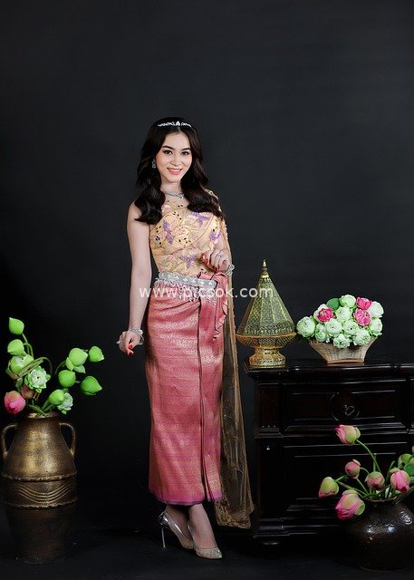 Elegant Classical Portrait of an Asian Woman in Traditional Attire