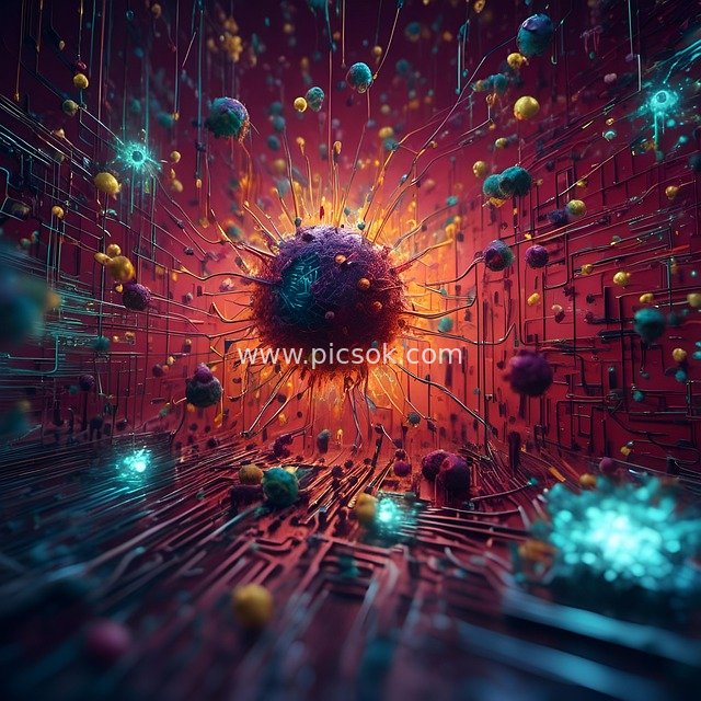 Cyber-Style AI Digital Art: Future Network Scene of Virus Invasion