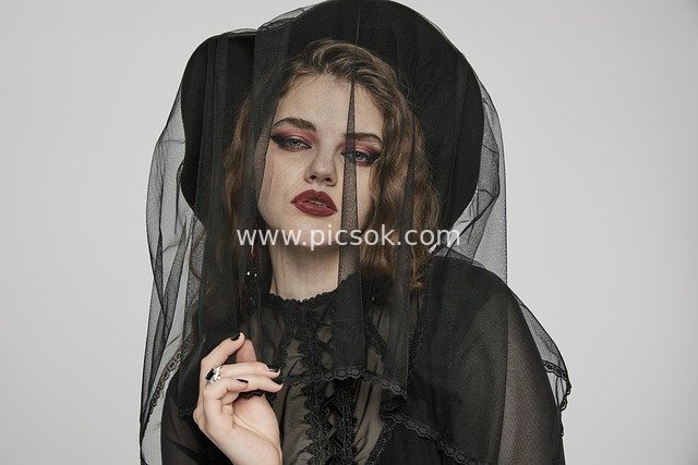 Dark Gothic Witch Look with Lace & Tulle Dark Fashion Photoshoot