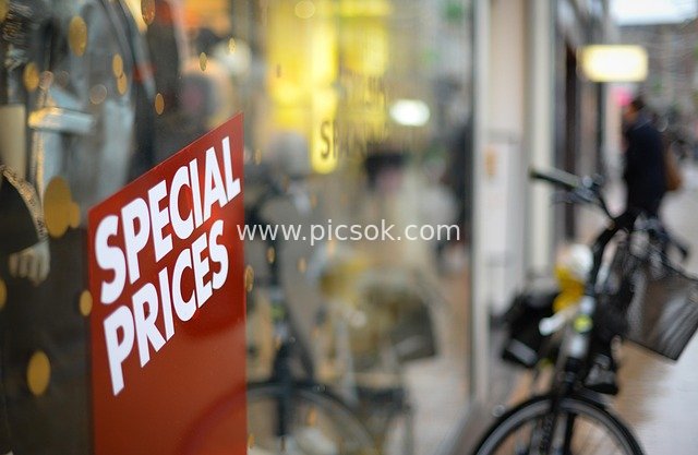 Special Promotion Sign at Street Shop - Commercial Shopping Discount Scene