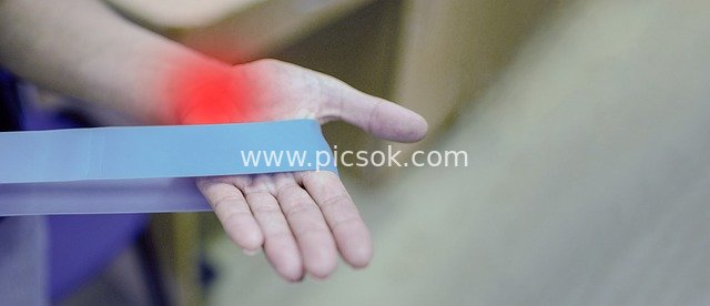 Hand Pain Stretch Rehabilitation: Resistance Band-Assisted Inflammation Care Illustration