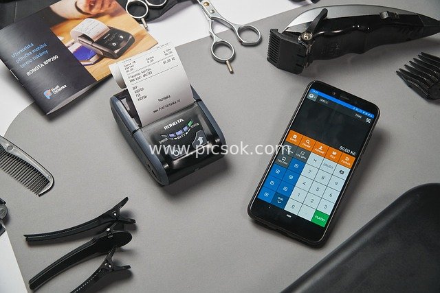 Mobile Cashier for Hair Salons: Scene with Smart Devices and Hairdressing Tools