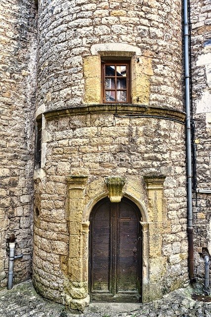 中世纪石塔拱形旧门 历史乡村建筑素材