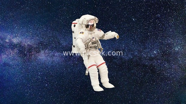 Stunning Scene of a NASA Astronaut Floating in the Blue Cosmic Starry Sky