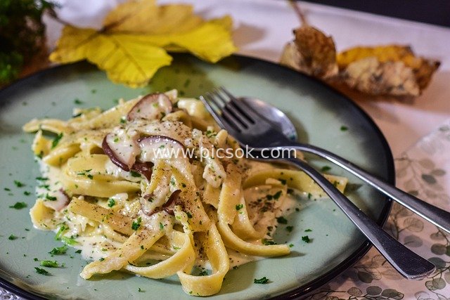 美味牛肝菌意面 自制奶油蘑菇手工意面佳肴