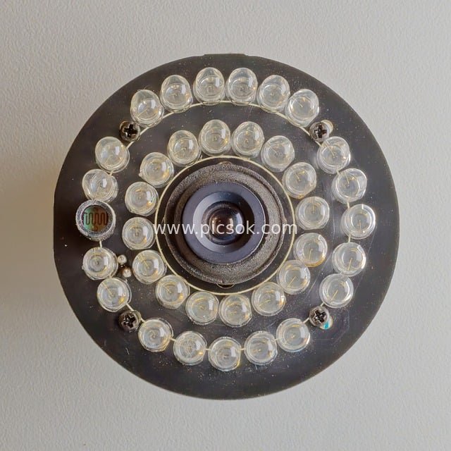 Close-Up of Circular LED Infrared Sensor Device with Tech-Focused Circuitry