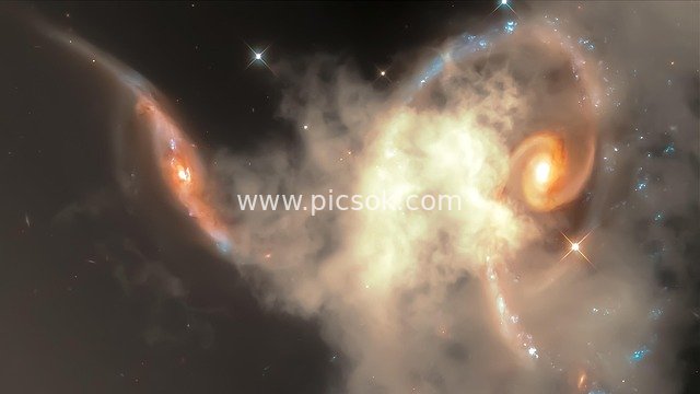 宇宙星云碰撞 梦幻科幻星空天体场景