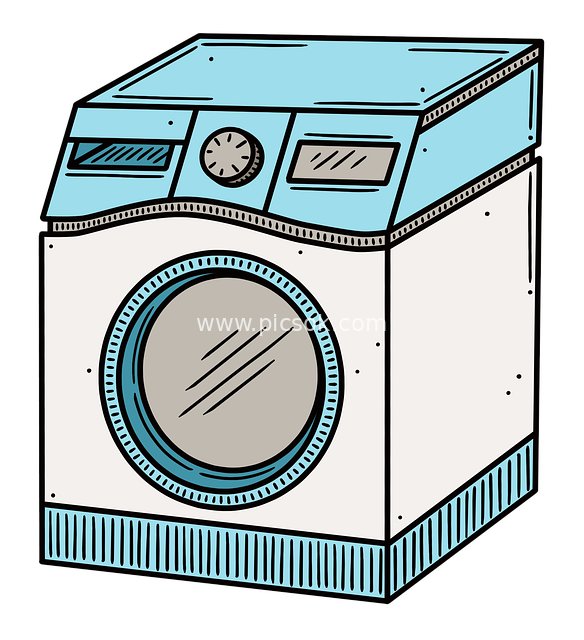 卡通风格滚筒洗衣机插画 家庭清洁家电素材