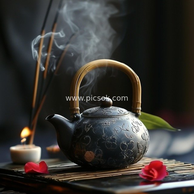 日式传统茶道茶具 禅意宁静茶文化场景