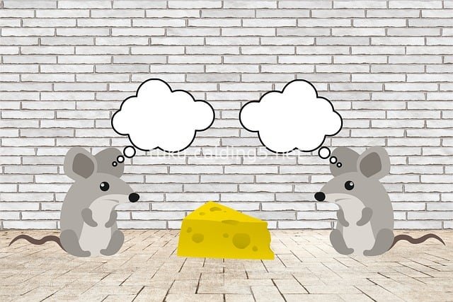 Fun Dialogue Scene Material Featuring Two Cartoon Mice Around Cheese