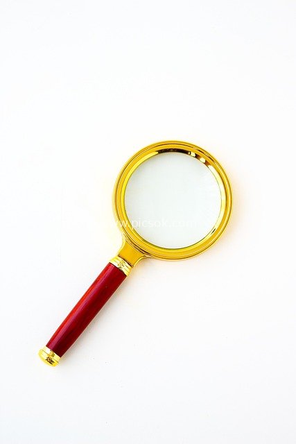 Exquisite Gold Magnifying Glass with Red Handle HD Material Image