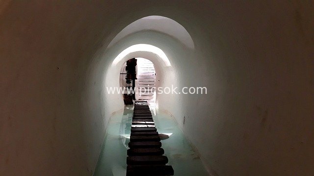 Mysterious Vaulted Tunnel & Wooden Wading Bridge Architectural Landscape Material