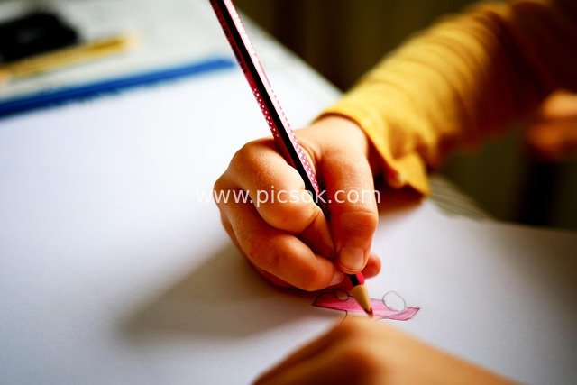 Children Focused on Drawing in Class: Warm Moment of Learning and Creation