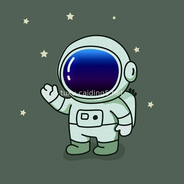 Cute Cartoon Astronaut Space Illustration with Starry Background