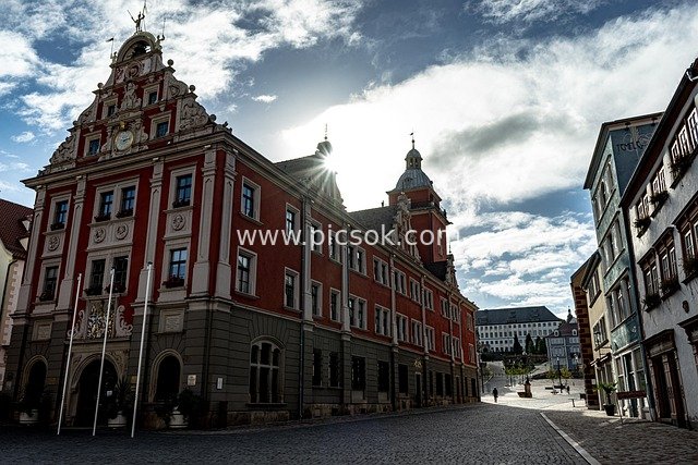 德国图林根戈塔历史市政厅建筑景观