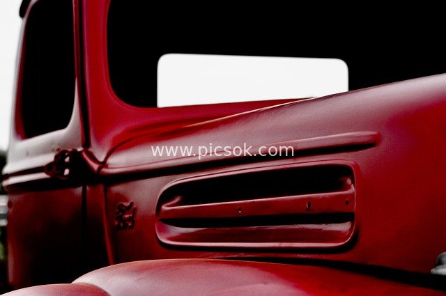 Classic Red Ford Vintage Truck | Nostalgic Old-Style Car Material