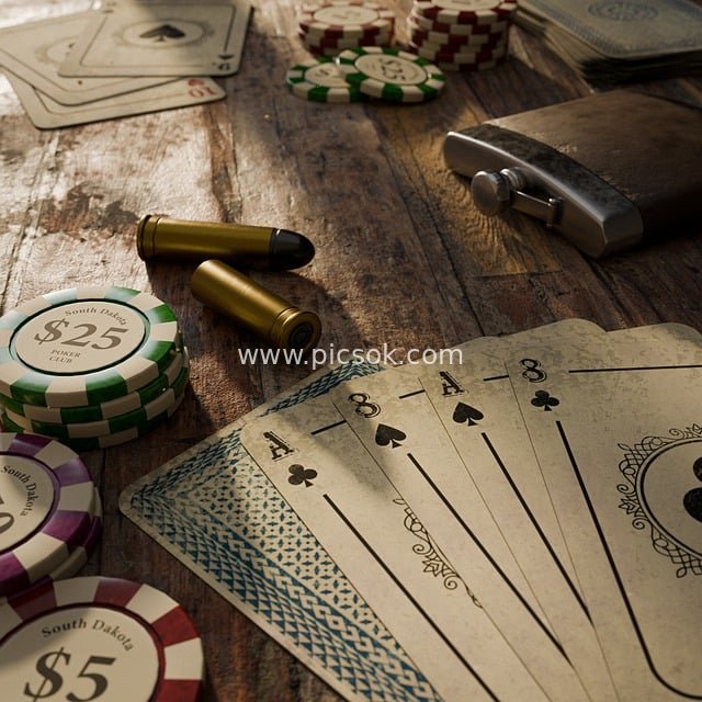 Western-style Poker Game with Ammunition Elements Scene Assets
