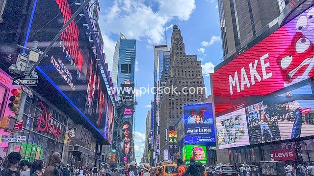 纽约曼哈顿时代广场繁华街景实拍