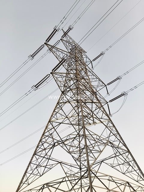 High Voltage Transmission Tower | Power Facility in Natural Background (Energy Engineering)
